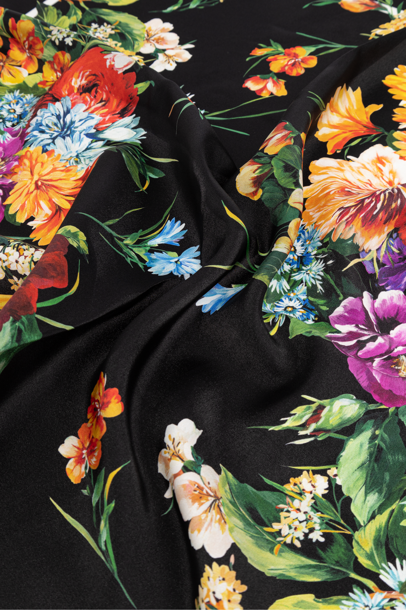 Black Silk scarf with floral motif Dolce & Gabbana - Vitkac